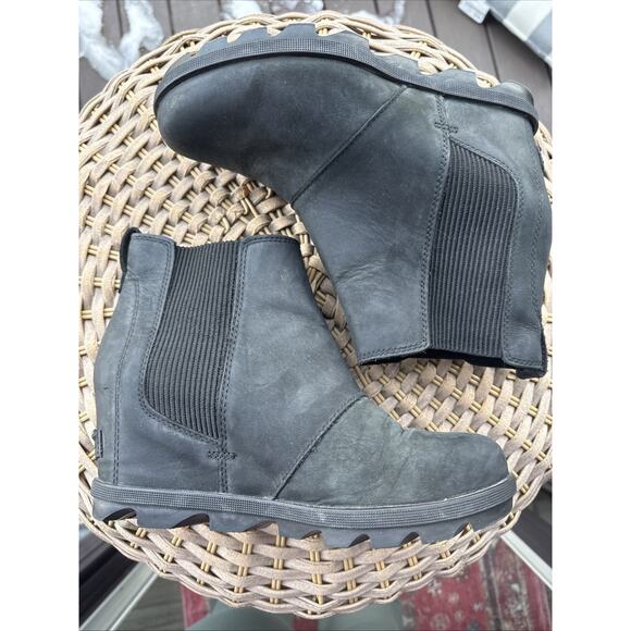Sorel Shoes - Sorel Joan Rhapsody Wedge Snow Chelsea Ankle Boot Black Women’s Size 8.5 US 39.5